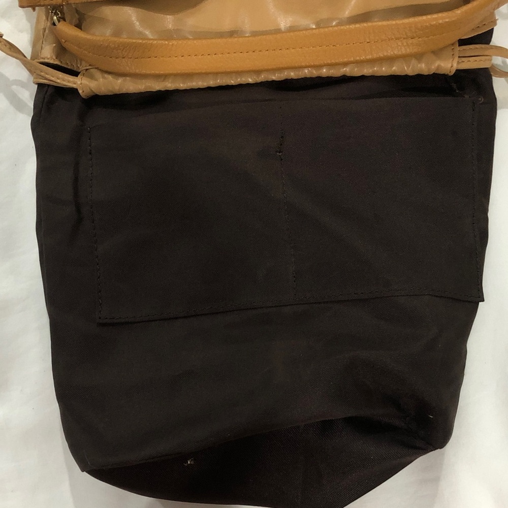Anna Paola Leather bucket bag Green and light brown - Picture 15 of 16